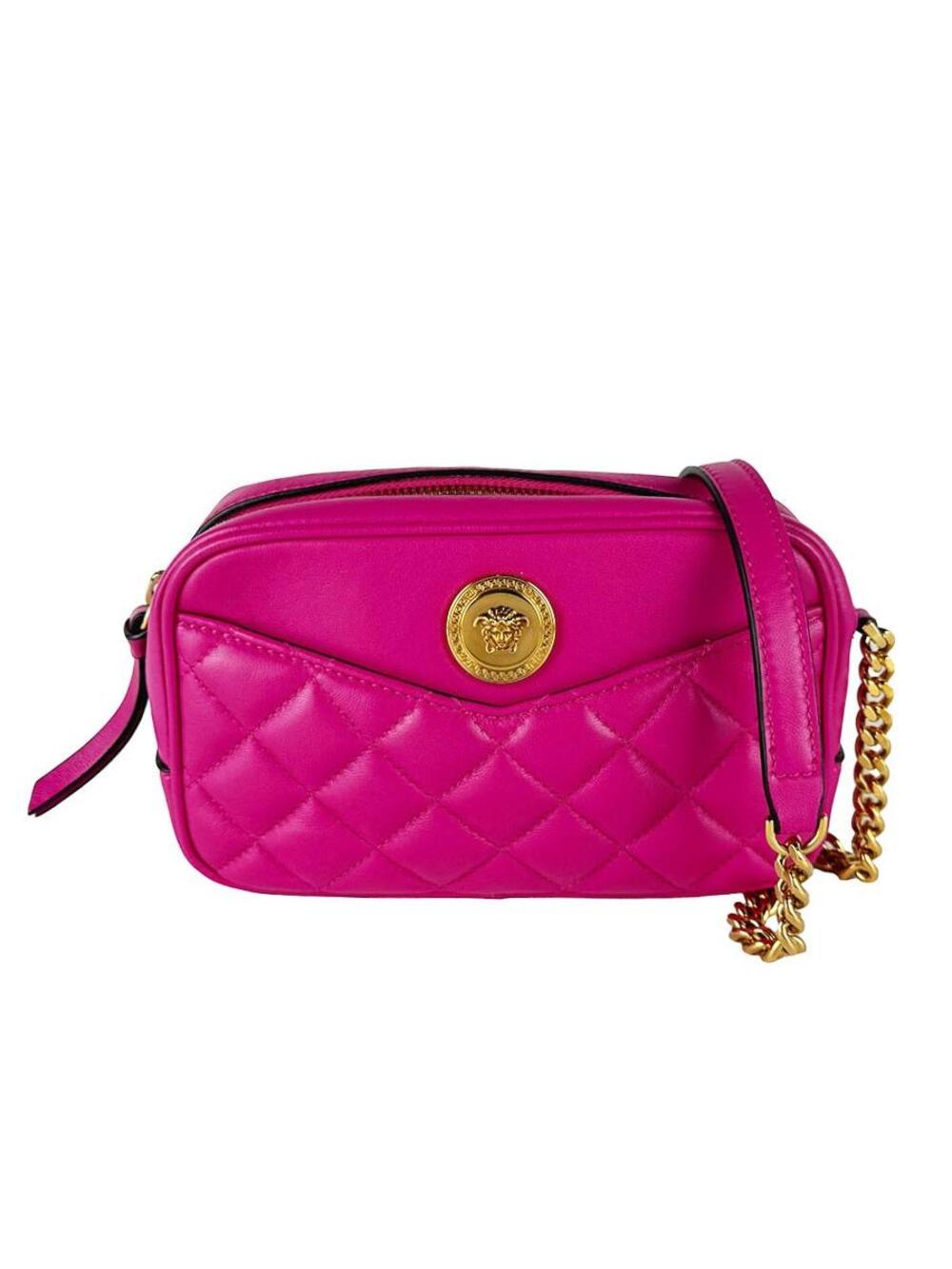 Auth Versace Shoulder Bag Magenta/Gold #351403V36B